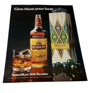 1970 Kessler American Blend Whiskey Original Vintage Print Ad